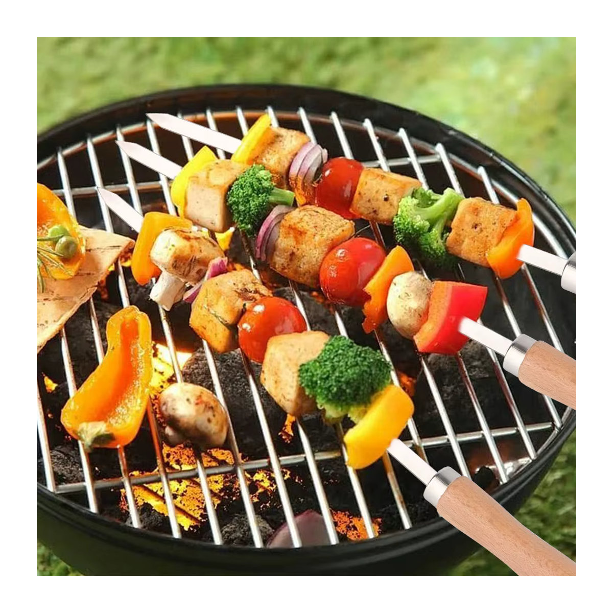 6er Set professionelle BBQ-Grillspieße aus Edelstahl für Outdoor-Grillen - Bild 2