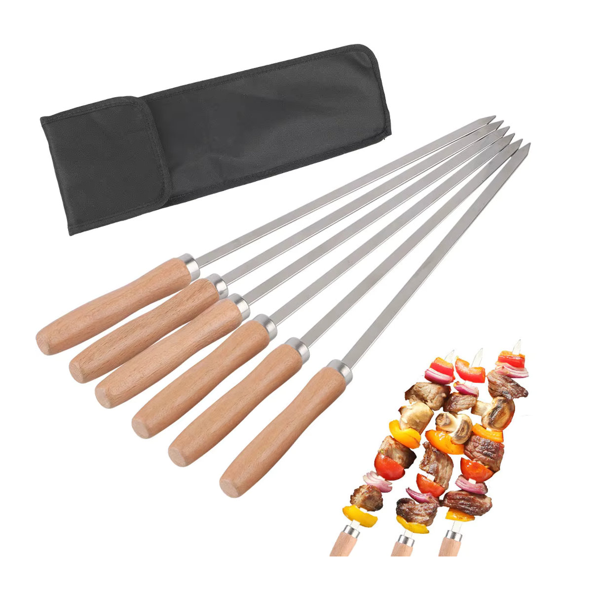6er Set professionelle BBQ-Grillspieße aus Edelstahl für Outdoor-Grillen - Bild 5