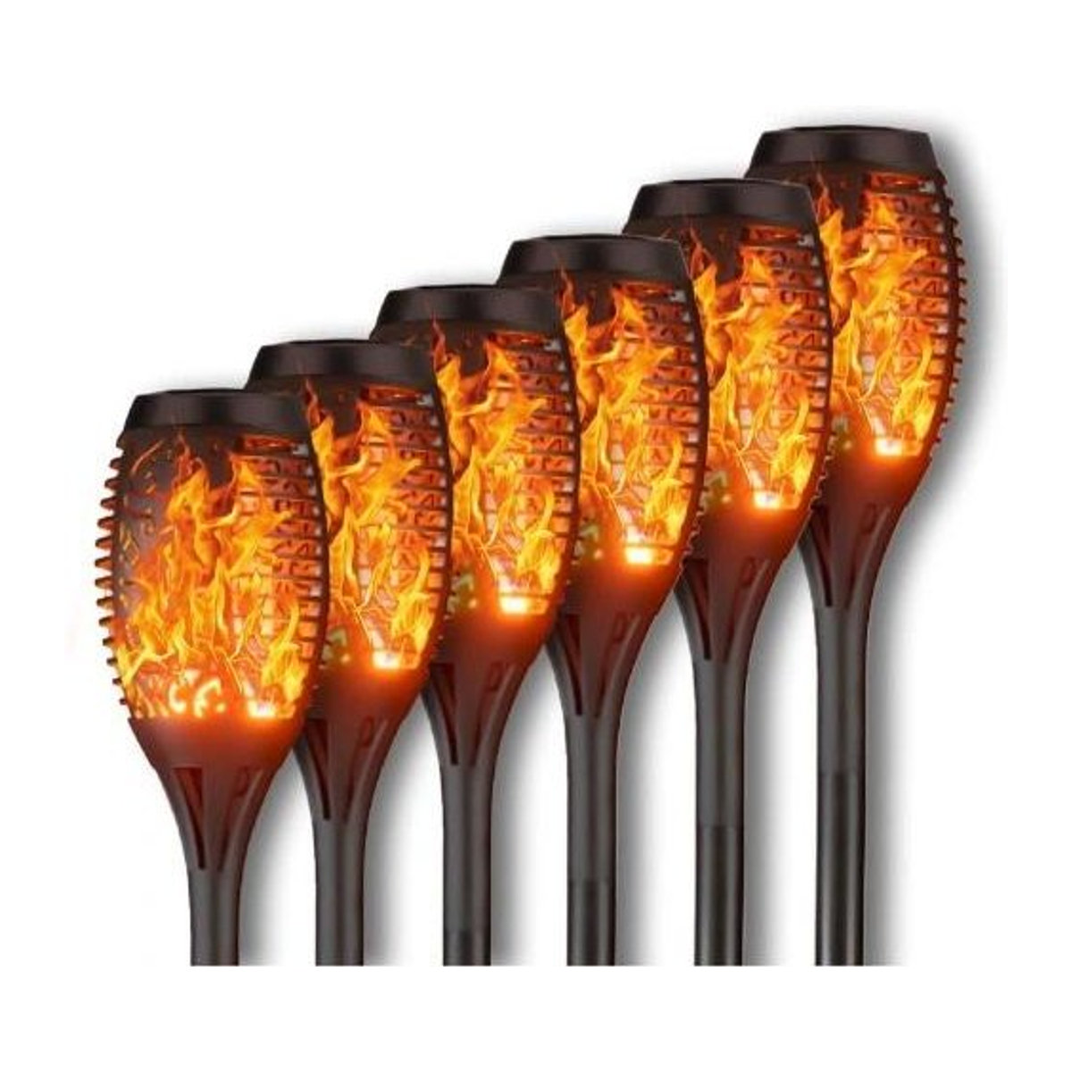 6er Set Solarleuchten LED-Fackeln mit Flammeneffekt und integrierter LED aus ABS zum Einstecken - Bild 1