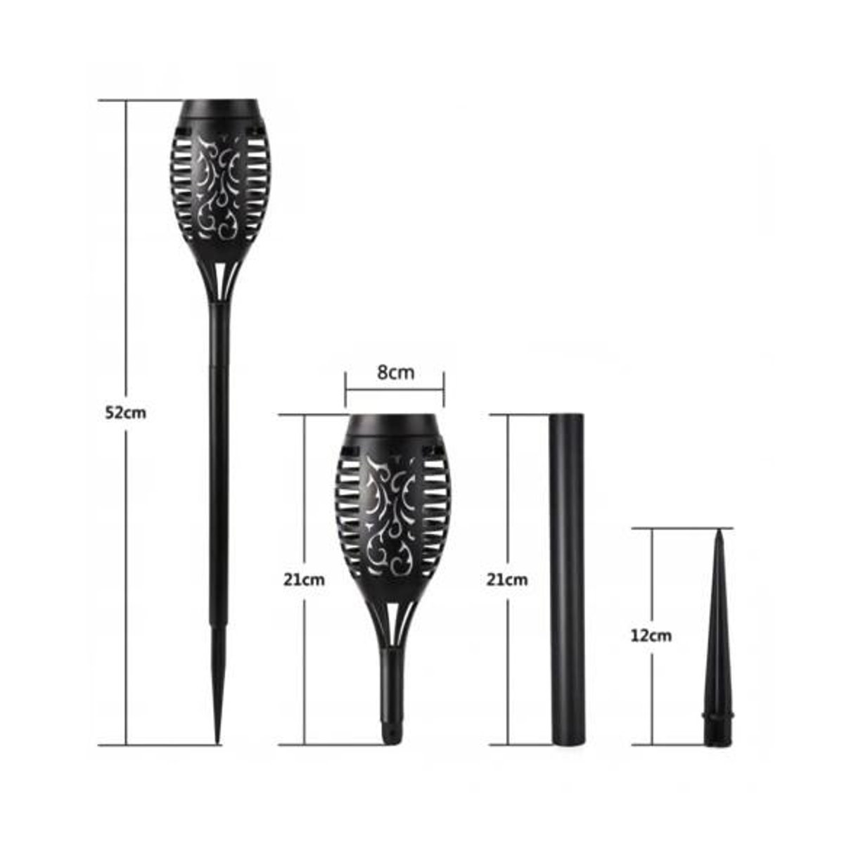 6er Set Solarleuchten LED-Fackeln mit Flammeneffekt und integrierter LED aus ABS zum Einstecken - Bild 3