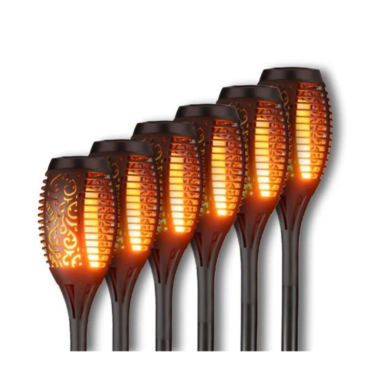 6er Set Solarleuchten LED-Fackeln mit Flammeneffekt und integrierter LED aus ABS zum Einstecken - Bild 4