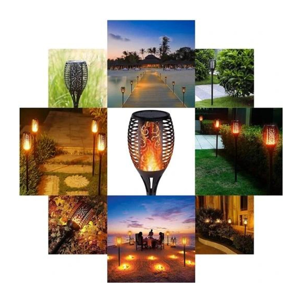 6er Set Solarleuchten LED-Fackeln mit Flammeneffekt und integrierter LED aus ABS zum Einstecken - Bild 5