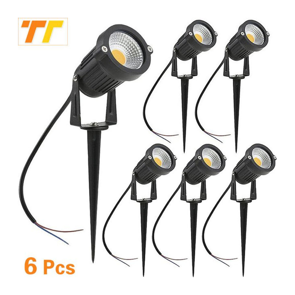 6er Set teetealy LED Garten Wegeleuchten wasserdichte Outdoor Spike Spots in Schwarz oder Weiß mit neutralweißem Licht - Bild 1