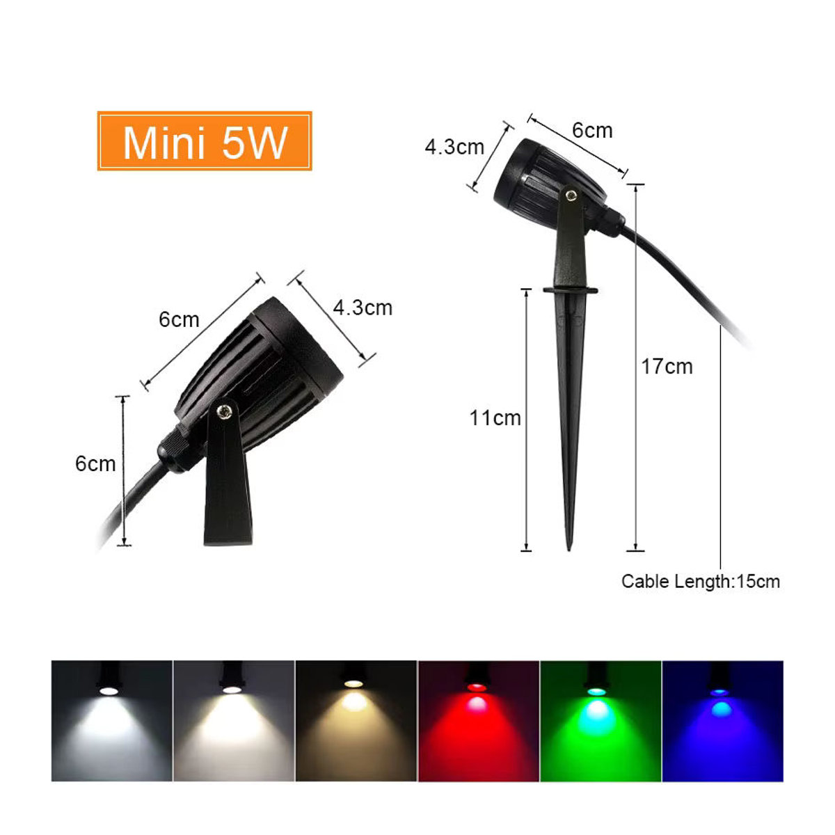 6er Set teetealy LED Garten Wegeleuchten wasserdichte Outdoor Spike Spots in Schwarz oder Weiß mit neutralweißem Licht - Bild 6