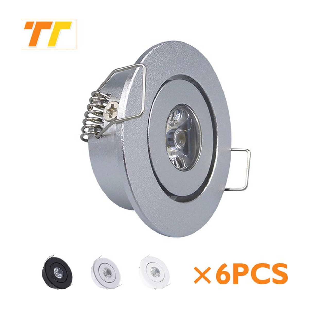 6er Set teetealy LED Mini Downlights dimmbare Einbaustrahler aus Aluminium in Silber, 3W - Bild 1
