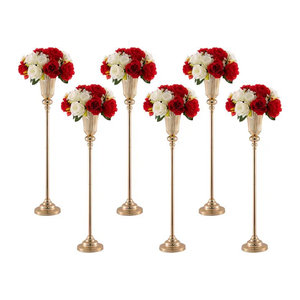 6er Set VINCIGANT Bodenvasen aus Metall in Gold für Schnittblumen und Tischdekoration bei Hochzeiten