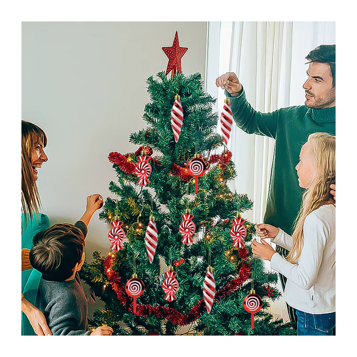6er Set ZQNYCY Candy Cane Weihnachtsornamente aus Kunststoff in Mehrfarbig als Hängeornamente für den Weihnachtsbaum - Bild 2