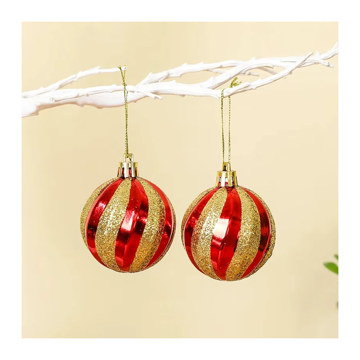 6er Set ZQNYCY Weihnachtsbaumkugeln in Mehrfarbig, Geometrisches Design, Durchmesser: 6 cm - Bild 3