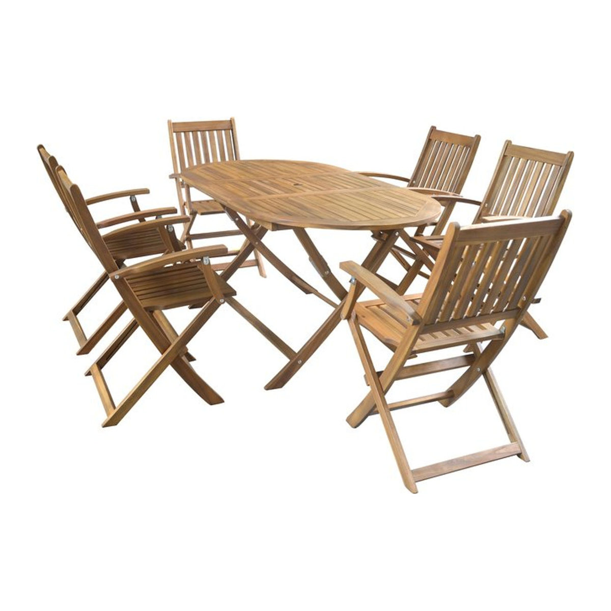 7-teilige Essgruppe Boston von Prestige Home aus Akazienholz in Braun mit ovalem Tisch - Bild 1