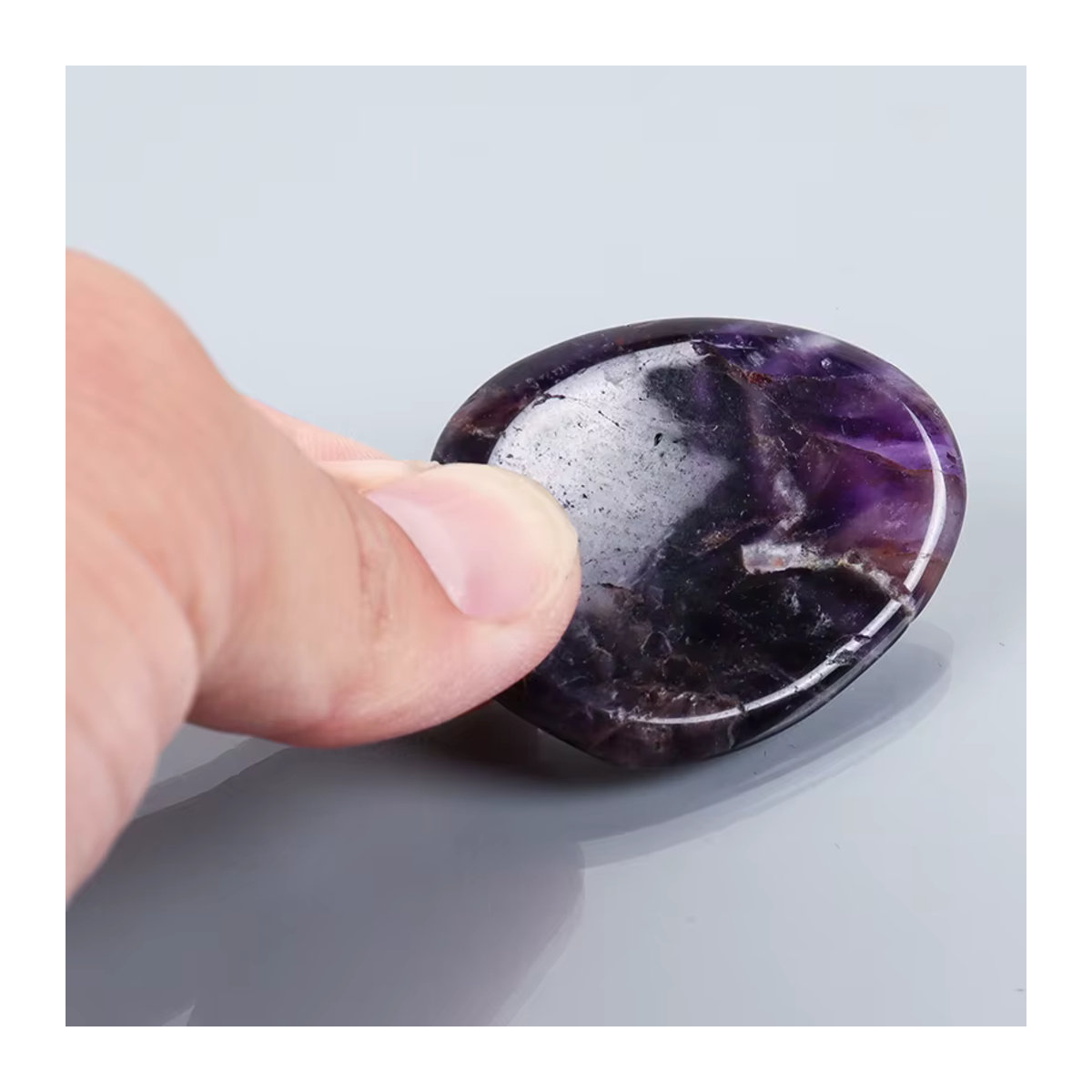 7-teiliges Set natürlicher Amethyst-Chakra-Steine in Lila als Sorgen-Daumen-Edelstein und Massagegerät zur Wohnkultur - Bild 2