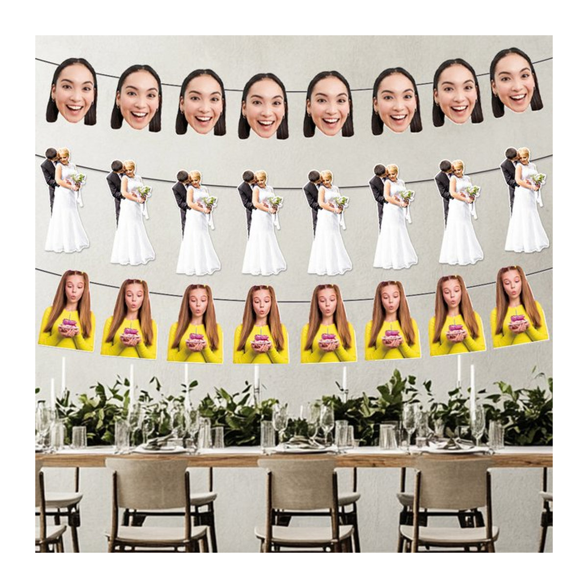 8 Stück personalisierbare Gesichtsbanner von WEIGAO für Geburtstag, Hochzeit oder Junggesellenabschied - Bild 1