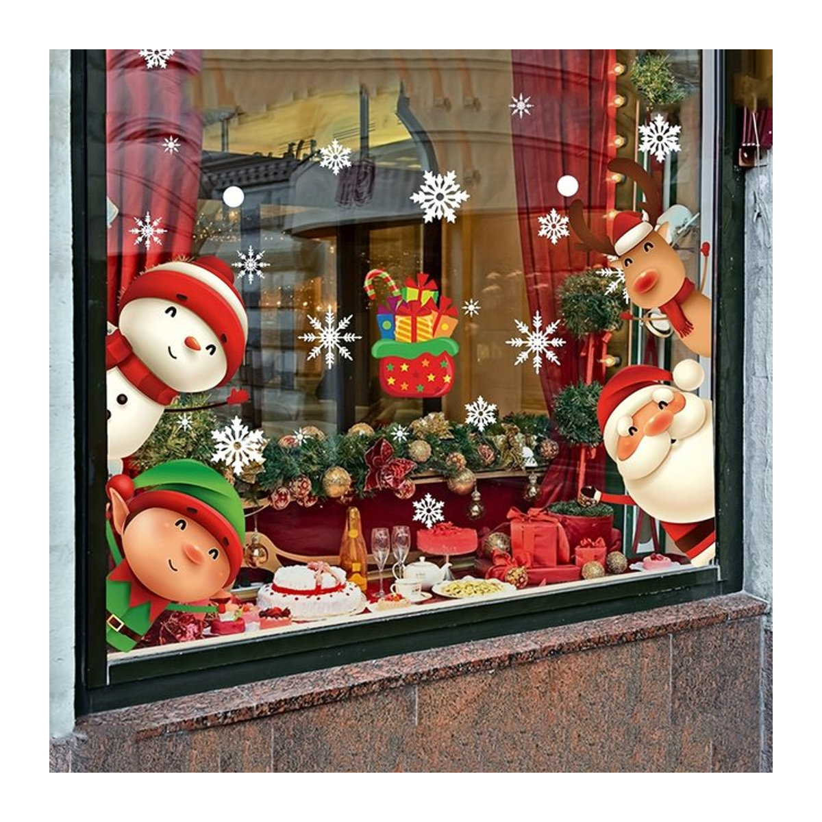 82 Stück DIY Weihnachtsaufkleber Set mit Weihnachtsmann für Fenster und Wände zur Weihnachts- und Neujahrsdekoration in Multicolor - Bild 1