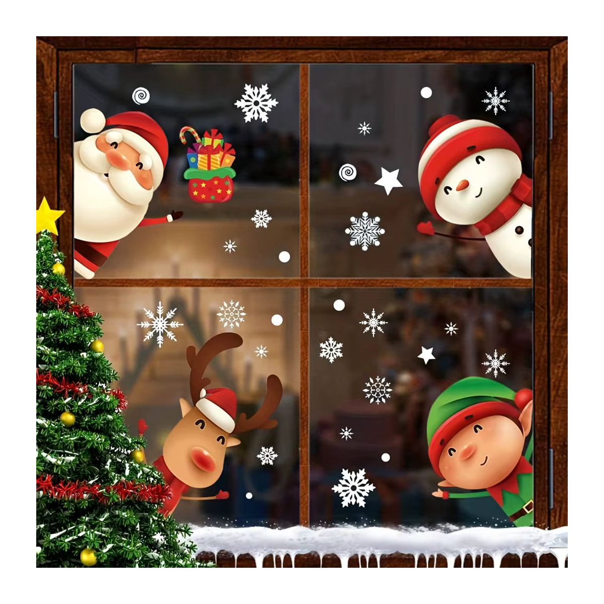 82 Stück DIY Weihnachtsaufkleber Set mit Weihnachtsmann für Fenster und Wände zur Weihnachts- und Neujahrsdekoration in Multicolor - Bild 2