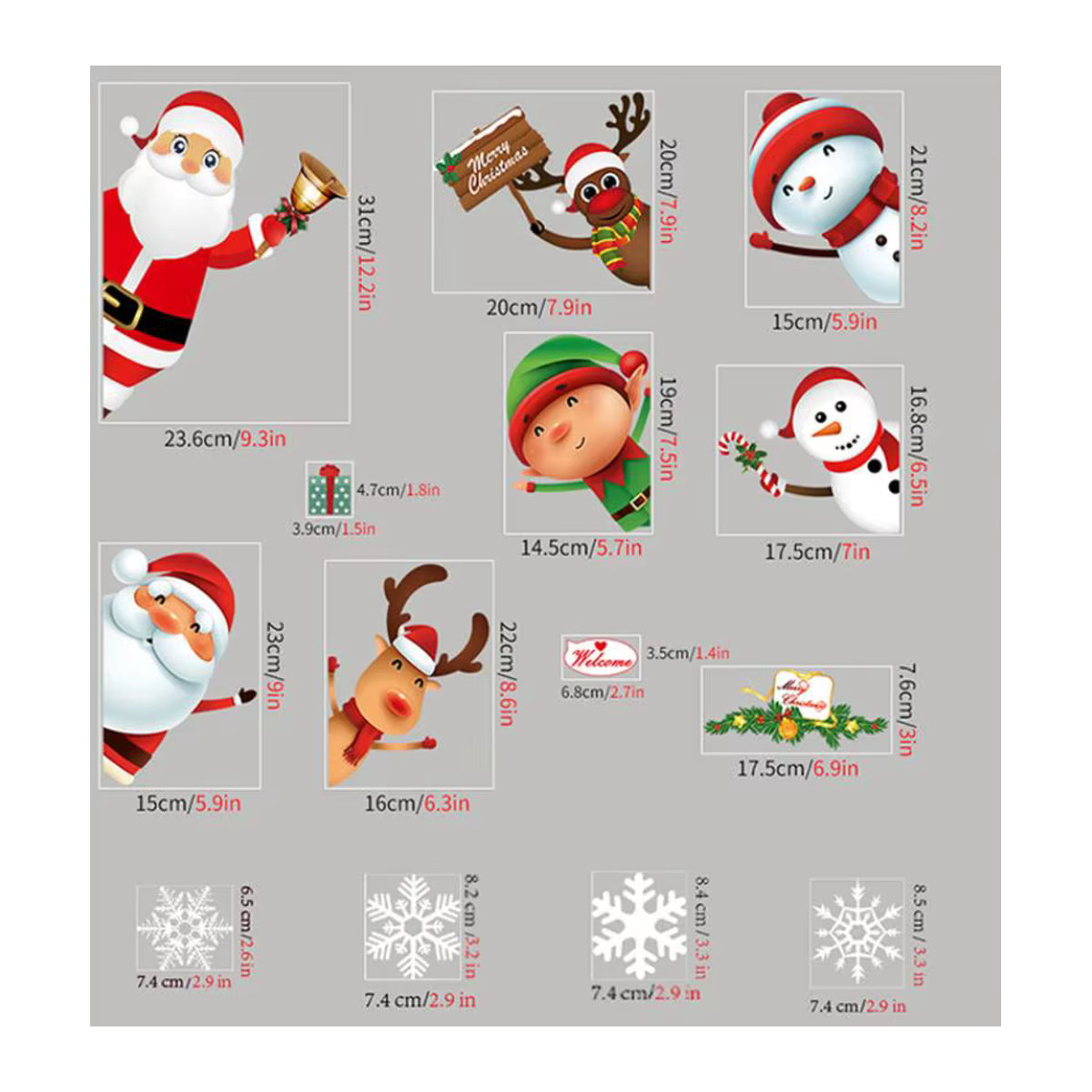 82 Stück DIY Weihnachtsaufkleber Set mit Weihnachtsmann für Fenster und Wände zur Weihnachts- und Neujahrsdekoration in Multicolor - Bild 4
