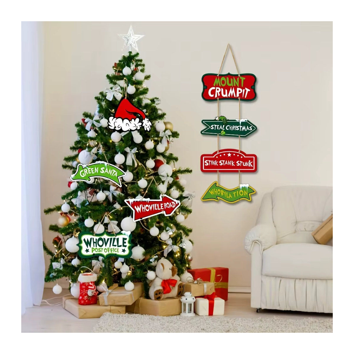 8er-Pack Whoville Tree Weihnachts-Baumschmuck von Hom in Multicolor als Hängeornamente - Bild 2