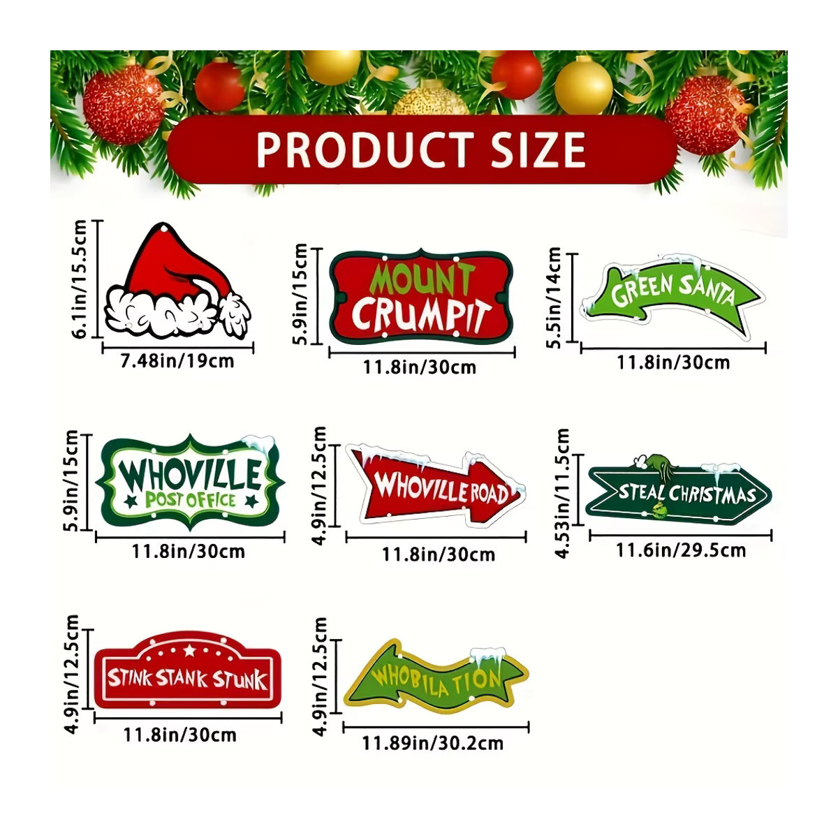 8er-Pack Whoville Tree Weihnachts-Baumschmuck von Hom in Multicolor als Hängeornamente - Bild 3