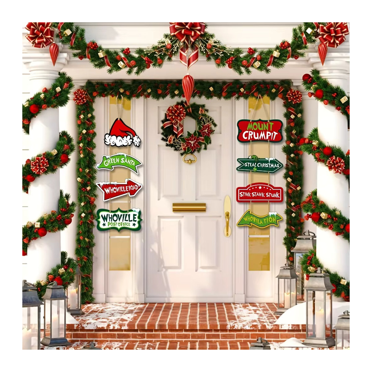 8er-Pack Whoville Tree Weihnachts-Baumschmuck von Hom in Multicolor als Hängeornamente - Bild 5