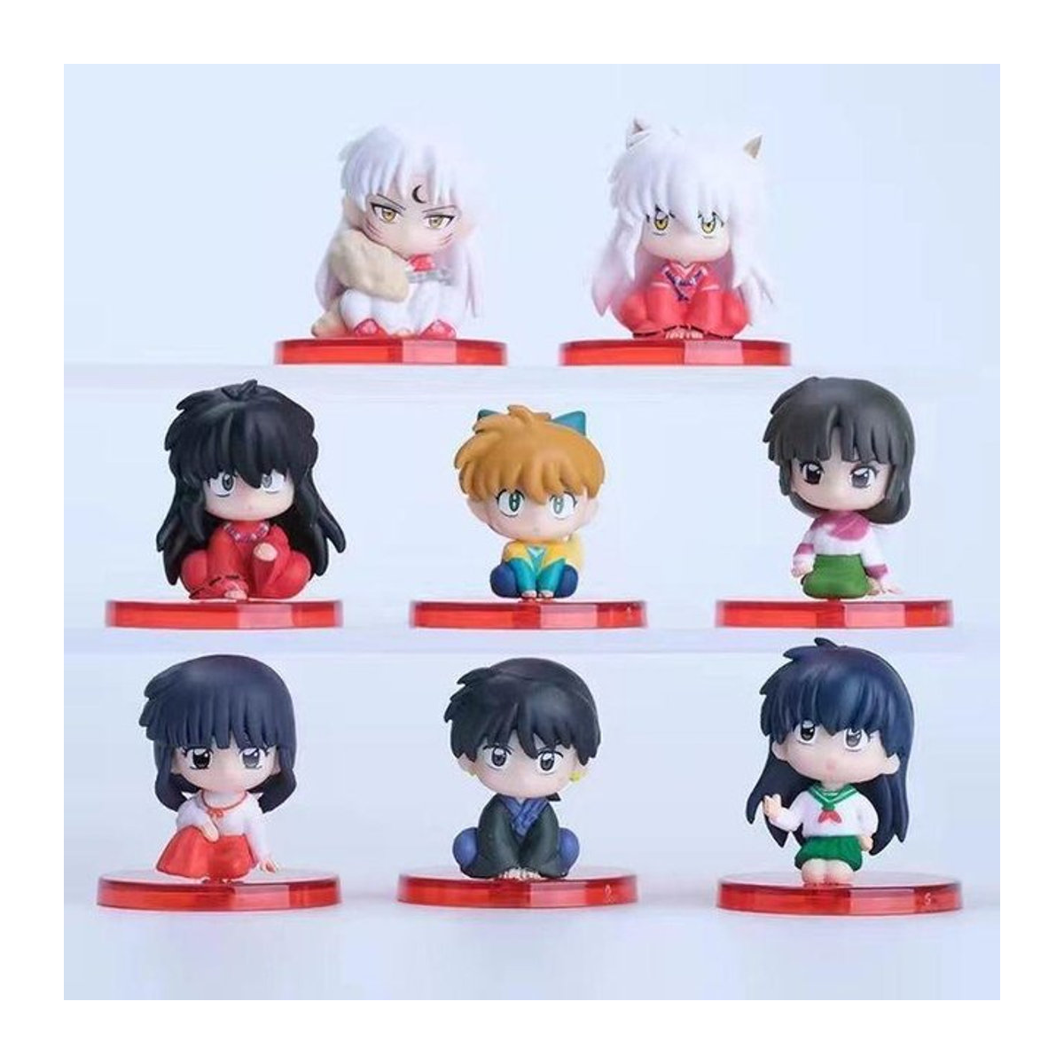 8er Set Anime Figuren Fashnics Inuyasha Sesshomaru Kikyo und Kagome aus PVC in Gold und Multicolor als Sammlerstück und Dekoration - Bild 1
