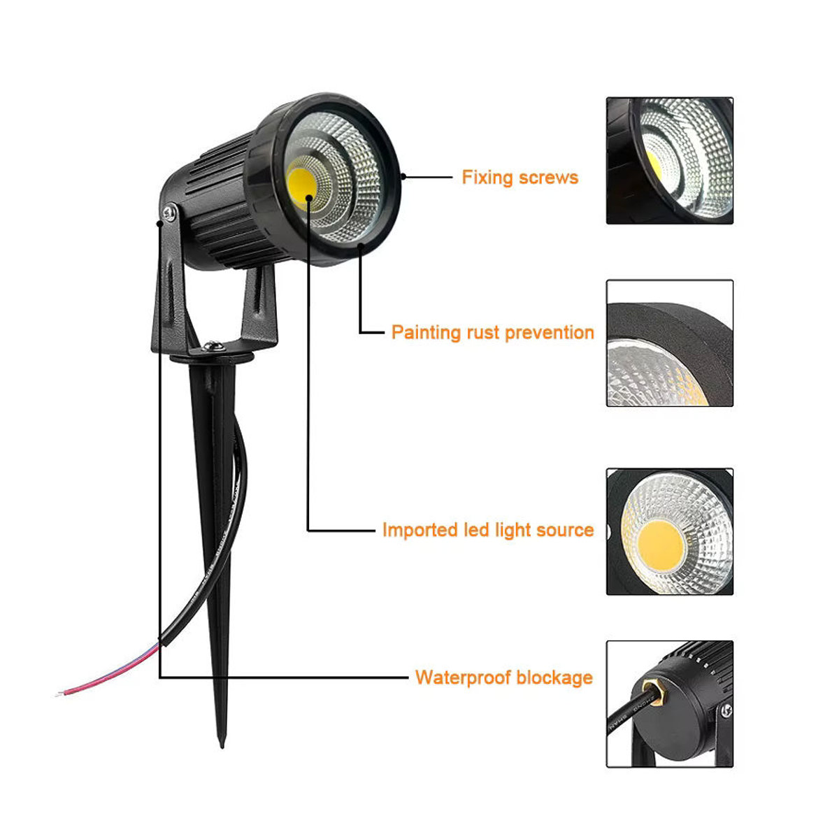 8er Set Teetealy LED Wegeleuchten IP65 wasserdicht mit Spike für Garten und Landschaft in Rot, Blau, Grün oder Schwarz - Bild 4