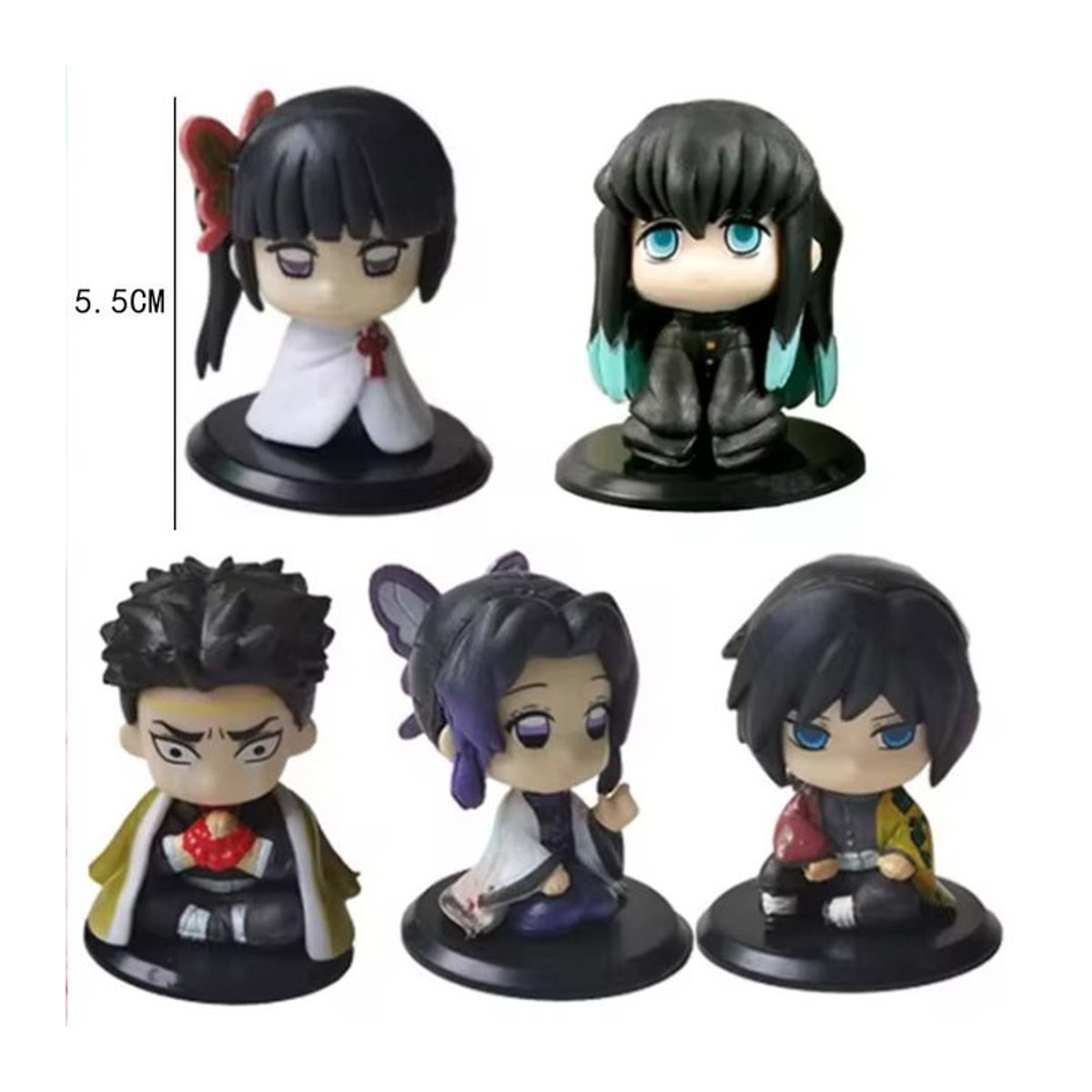 9er Set Kimetsu no Yaiba Anime Figuren Fashnics Q-Version Sitzende Figuren aus PVC Multicolor - Bild 1