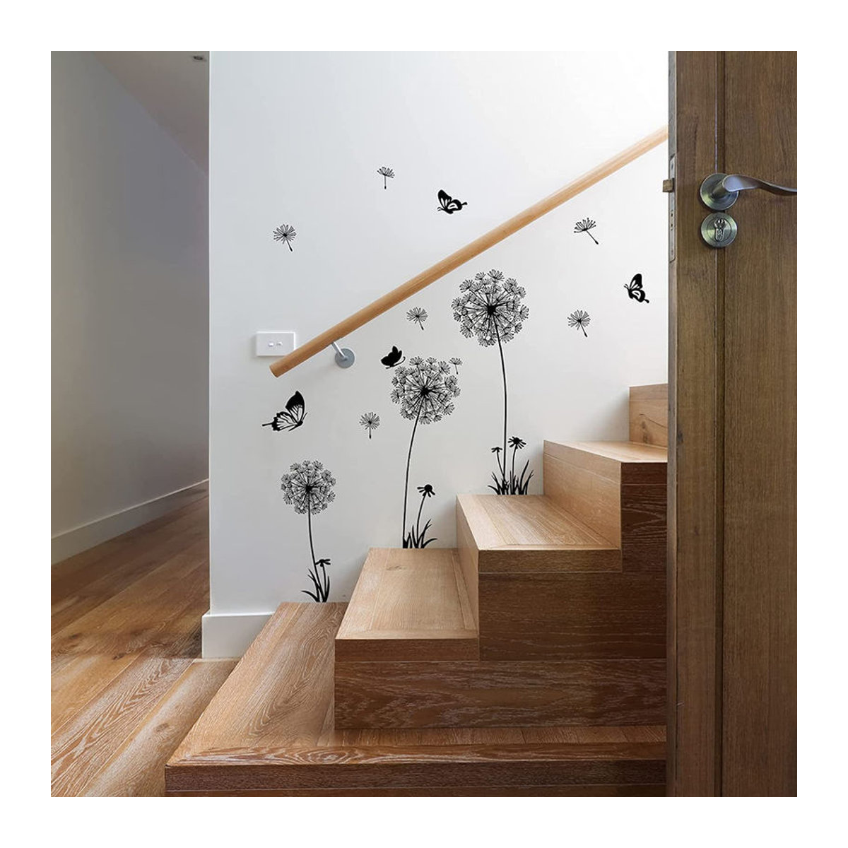 A Better Home DIY Löwenzahn-Schmetterlings-Wandaufkleber in Schwarz mit floralem Design für moderne Heimdekoration - Bild 6