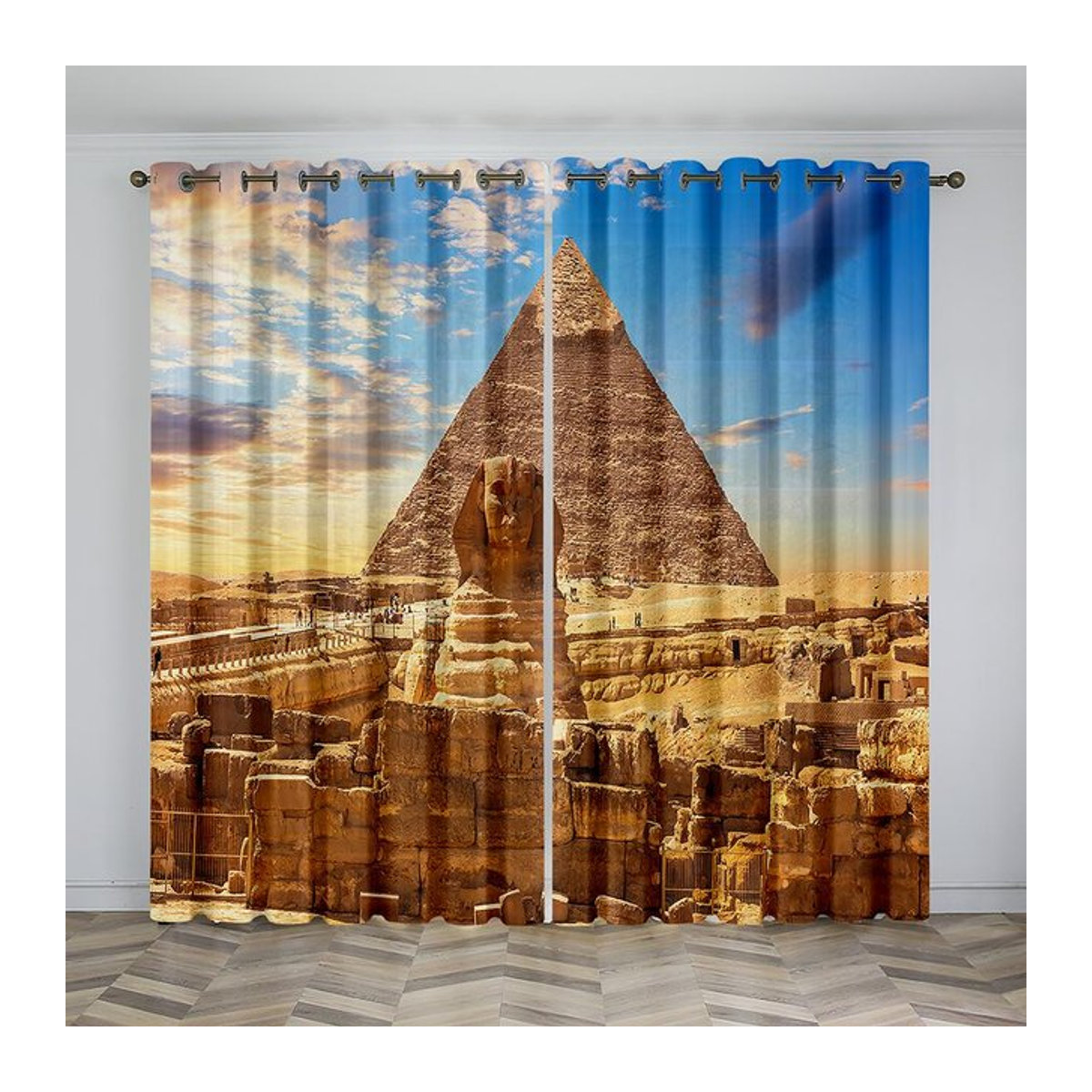 A Family Of Home Textiles Sonnenschutzvorhänge mit Sonnenuntergang und Landschaftsmotiv, 2 Paneele, semi-transparent, B/H: 100 x 130 cm - Bild 1