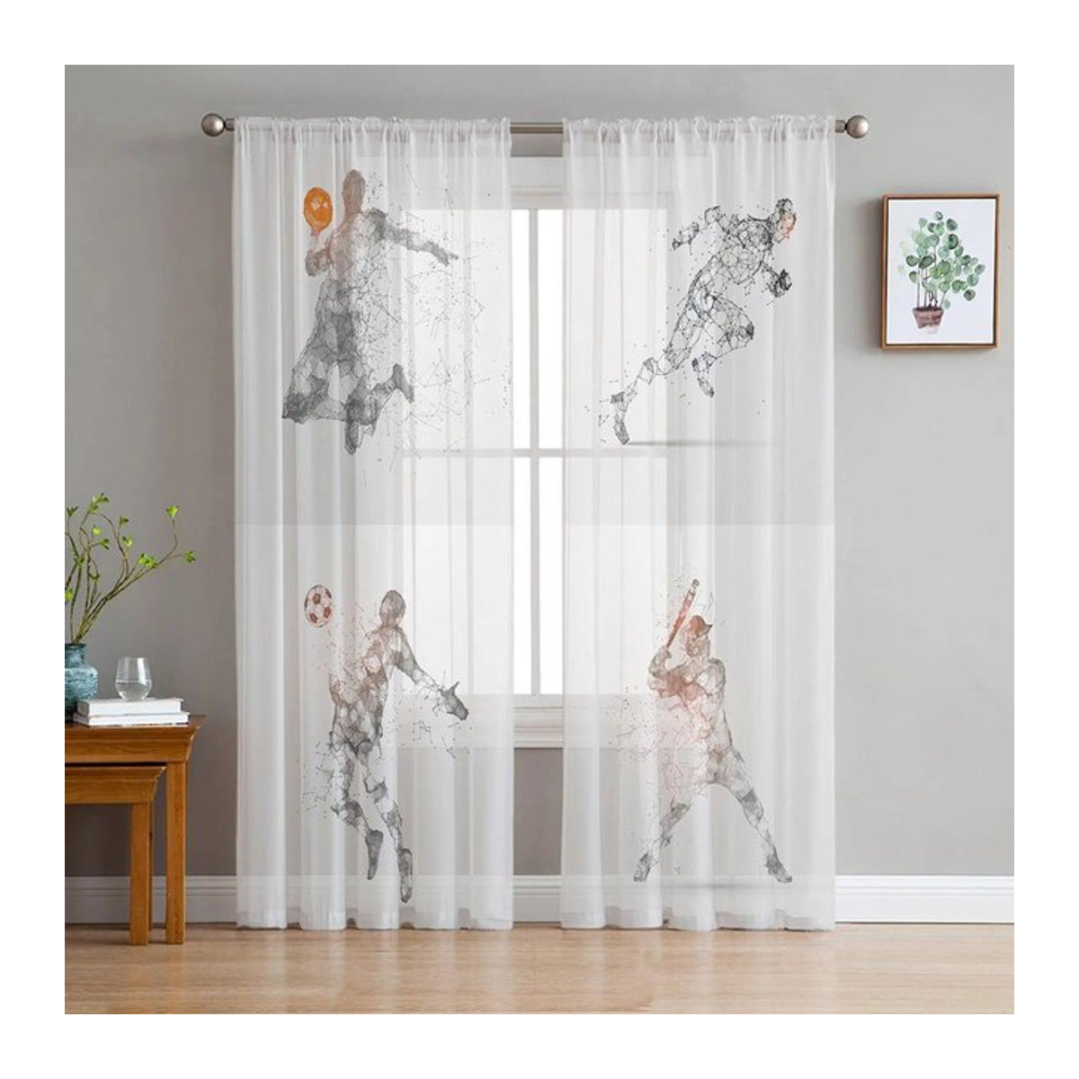 A Family Of Home Textiles Transparentes Tüllvorhang Design Ballspiel-Pose Weiß B: 135 cm, H: 114 cm - Bild 1
