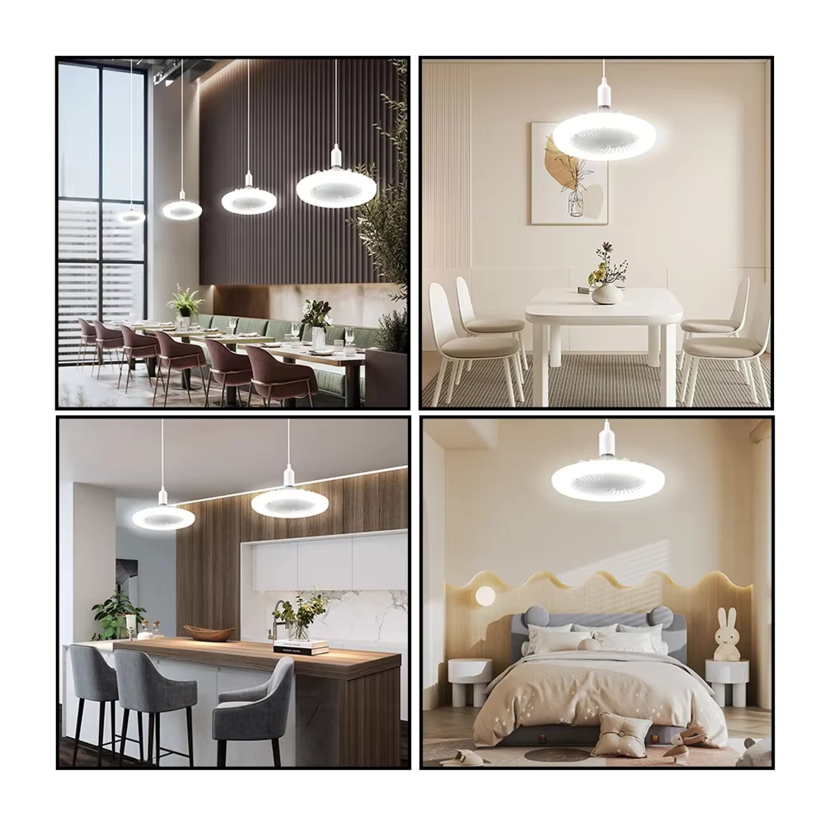 Aamasun 2-in-1 LED-Deckenventilator mit E27-Leuchtmittel und Fernbedienung, Weiß - Bild 3
