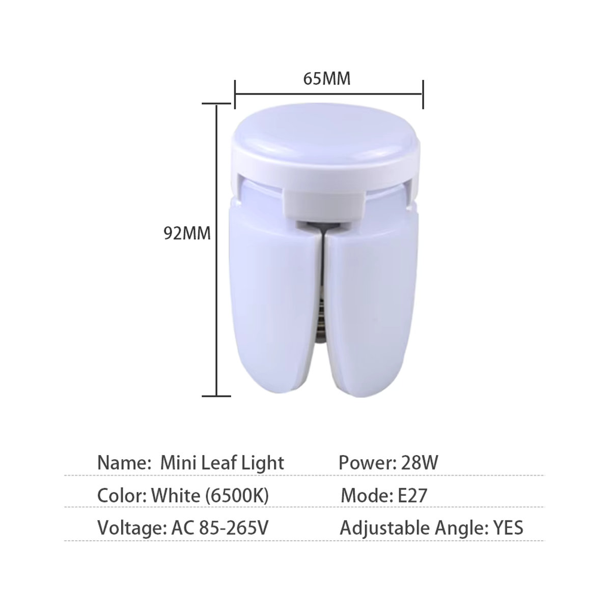 Aamasun 28W faltbare LED-Birne mit E27 Sockel aus Aluminium für die Beleuchtung von Zuhause, Garage und Deckenplatten - Bild 2