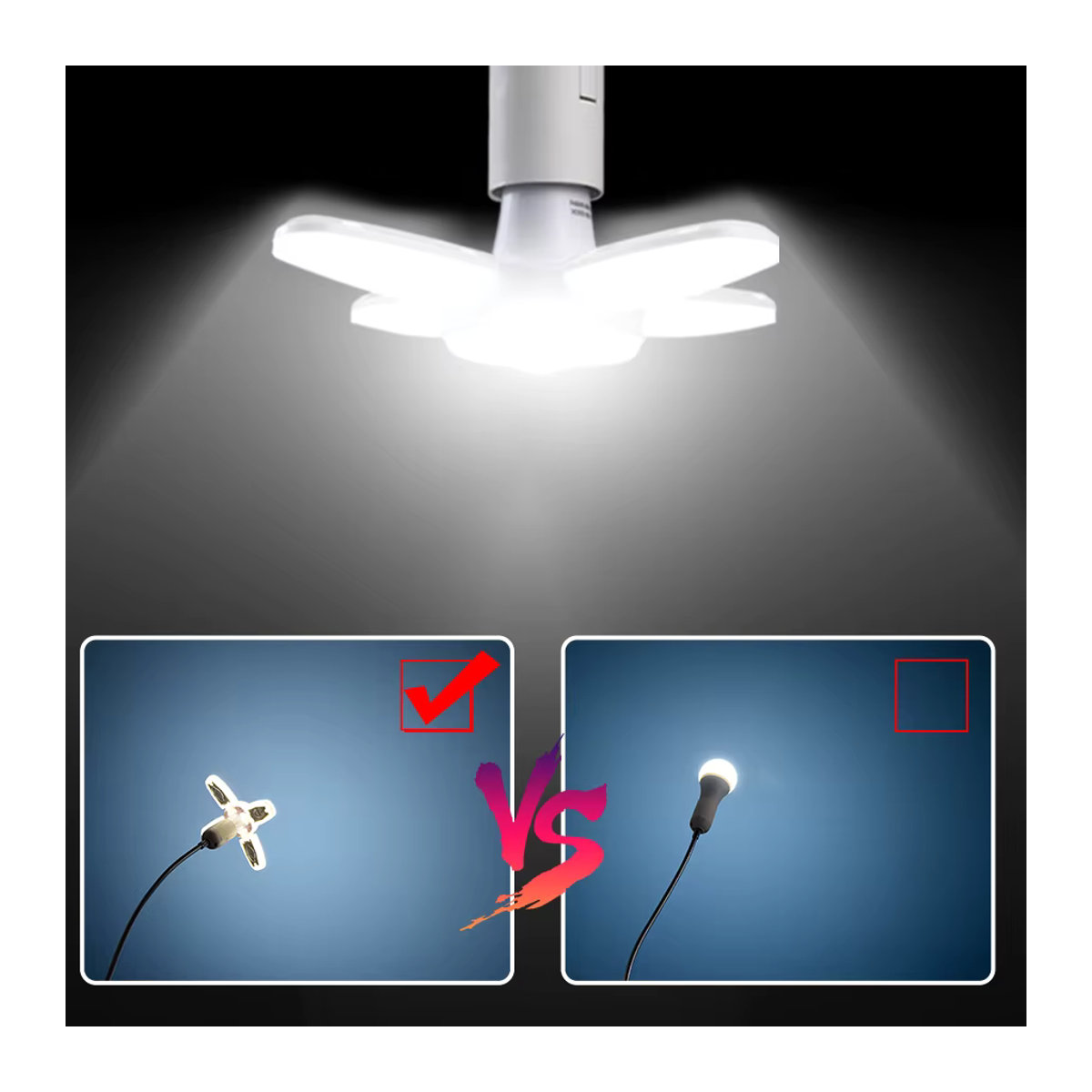 Aamasun 28W faltbare LED-Birne mit E27 Sockel aus Aluminium für die Beleuchtung von Zuhause, Garage und Deckenplatten - Bild 3