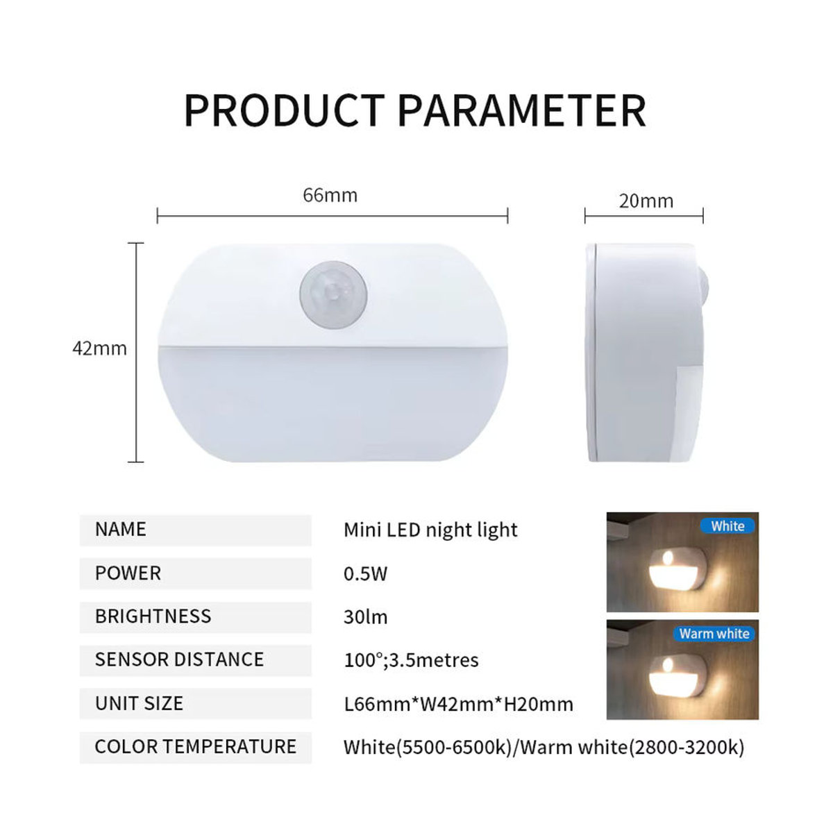 Aamasun Batteriebetriebene Schrankleuchte mit PIR-Bewegungssensor in Weiß, Kaltweiß, Minimalistisches Design für Möbelbeleuchtung - Bild 2
