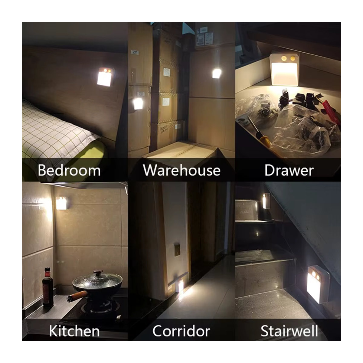 Aamasun Kabelloses LED-Nachtlicht mit Bewegungsmelder in Weiß, batteriebetriebene Möbelbeleuchtung mit 2 Modi für Schränke, Badezimmer und Treppen - Bild 4