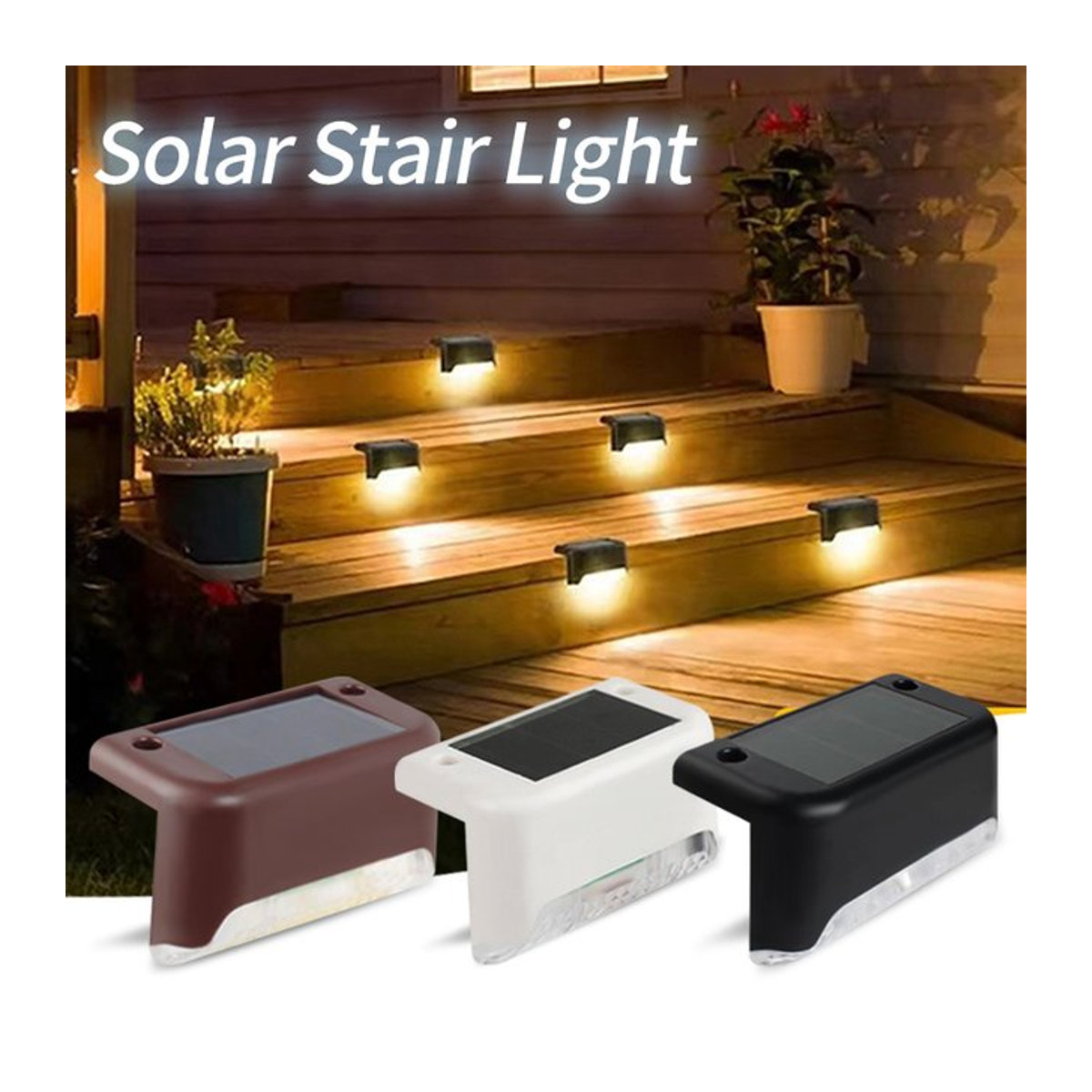 Aamasun LED Solar-Treppenlicht in Schwarz, wasserdichte Solarleuchte für Garten, Terrasse und Zaun im minimalistischen Design - Bild 1