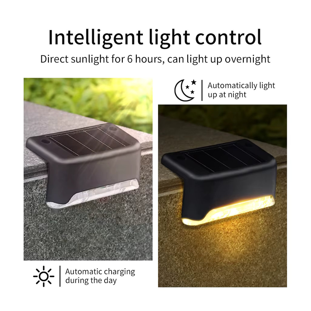 Aamasun LED Solar-Treppenlicht in Schwarz, wasserdichte Solarleuchte für Garten, Terrasse und Zaun im minimalistischen Design - Bild 2