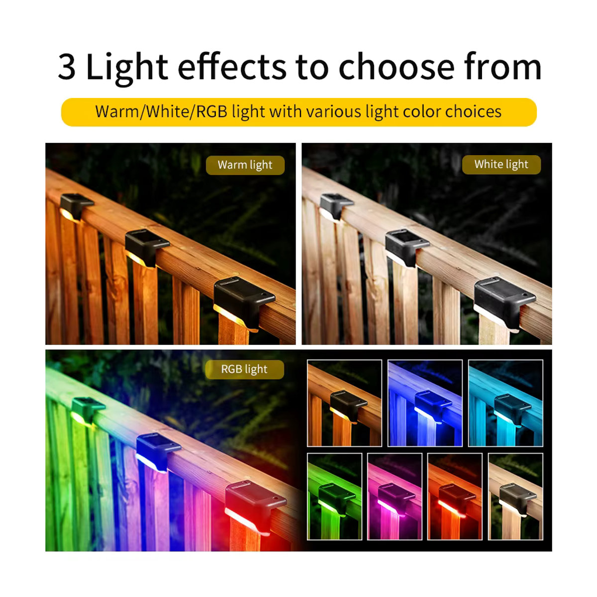 Aamasun LED Solar-Treppenlicht in Schwarz, wasserdichte Solarleuchte für Garten, Terrasse und Zaun im minimalistischen Design - Bild 3