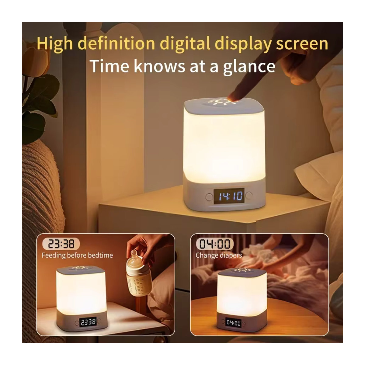 Aamasun LED Tischlampe mit digitalem Display und Fernbedienung, dimmbares Schreibtisch-Leselicht und Nachtlicht, wiederaufladbar - Bild 4
