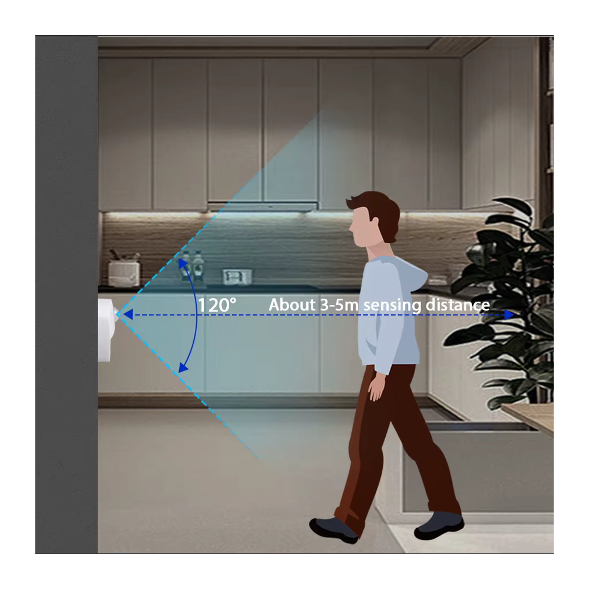 Aamasun Minimalistisches LED-Bewegungsmelder-Nachtlicht für den Innenbereich, batteriebetrieben zum Aufkleben für Flur, Treppe, Badezimmer und Schrank - Bild 2