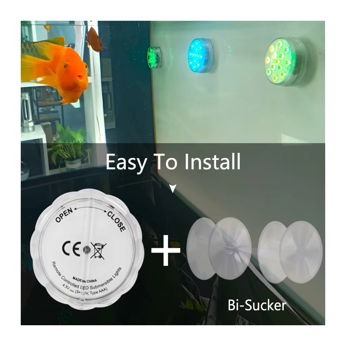 Aamasun RGB LED Unterwasserlampe mit 10 LEDs, batteriebetrieben, mehrfarbig, rund für Garten, Schwimmbad, Aquarium oder Dekoration bei Hochzeiten und Partys - Bild 3