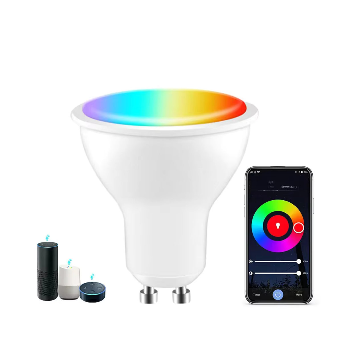 Aamasun Smart-Lampe GU10 Tuya WiFi LED mit App-Steuerung und Alexa/Google Home Kompatibilität, dimmbar, Bunt - Bild 5