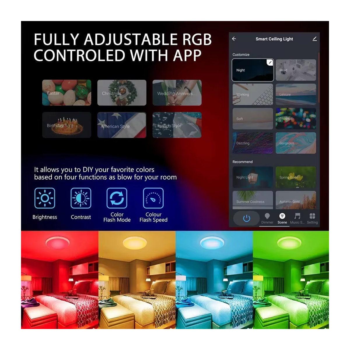 Aamasun Tuya Smart WiFi LED Deckenlampe RGBCW Bunt mit App und Alexa Google Home Sprachsteuerung 24W - Bild 2