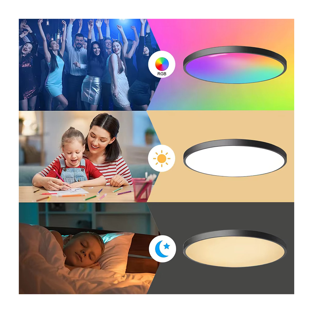 Aamasun Tuya Smart WiFi LED Deckenlampe RGBCW Bunt mit App und Alexa Google Home Sprachsteuerung 24W - Bild 3