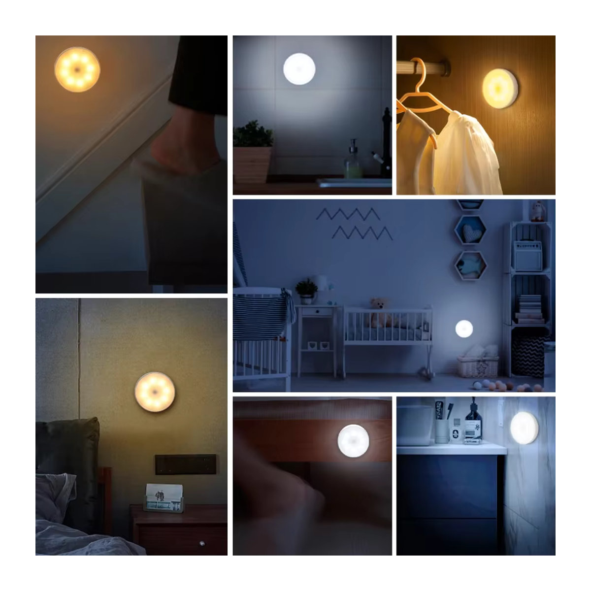 Aamasun Wiederaufladbare LED Nachtlampe mit Bewegungssensor und menschlicher Induktion in Weiß für Schrank, Treppe und Flur - Bild 5