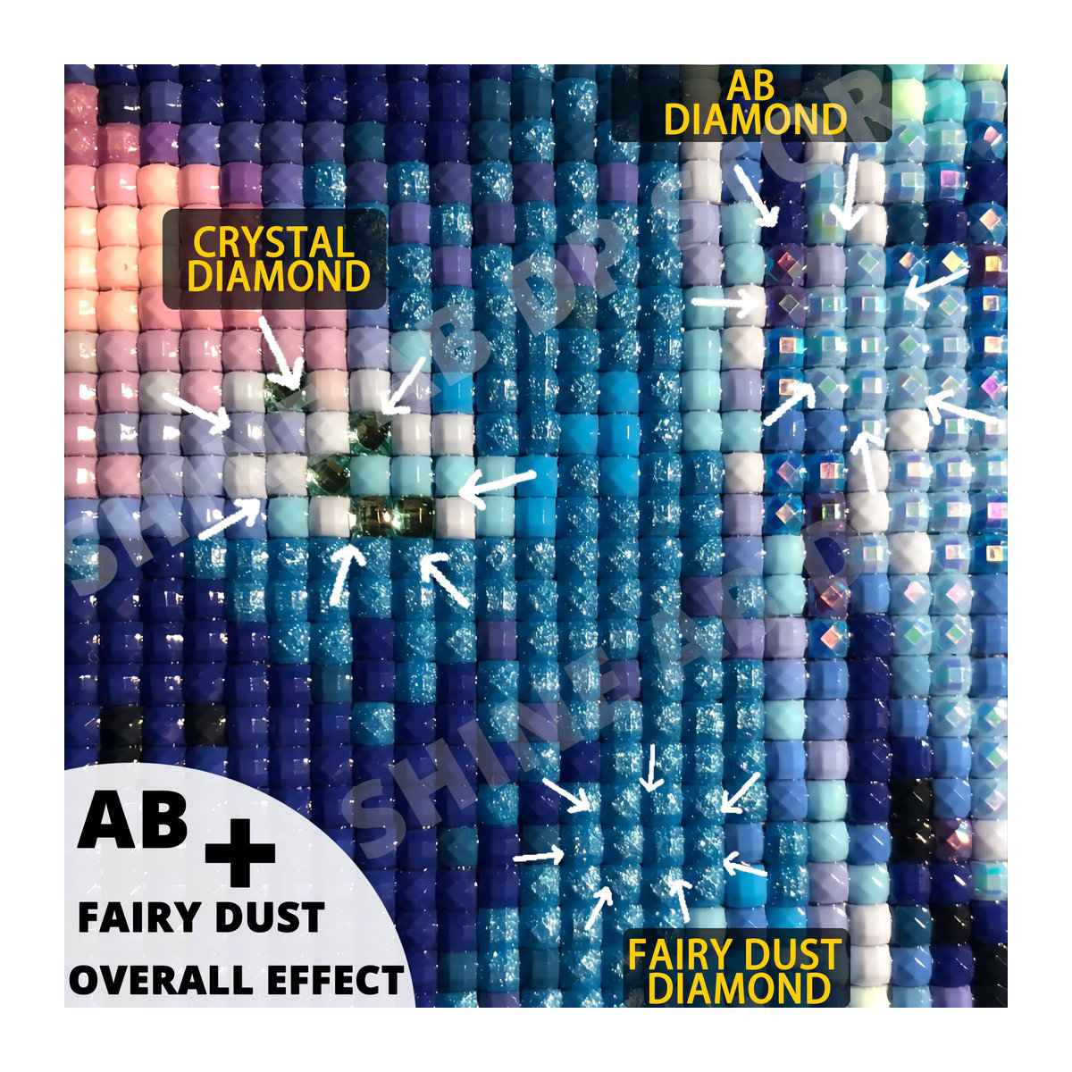 AB Fairy Dust DIY Diamantgemälde 5D Vollmosaik Abstrakt Garten Mandelblüten Sternennacht Mehrfarbig - Bild 2