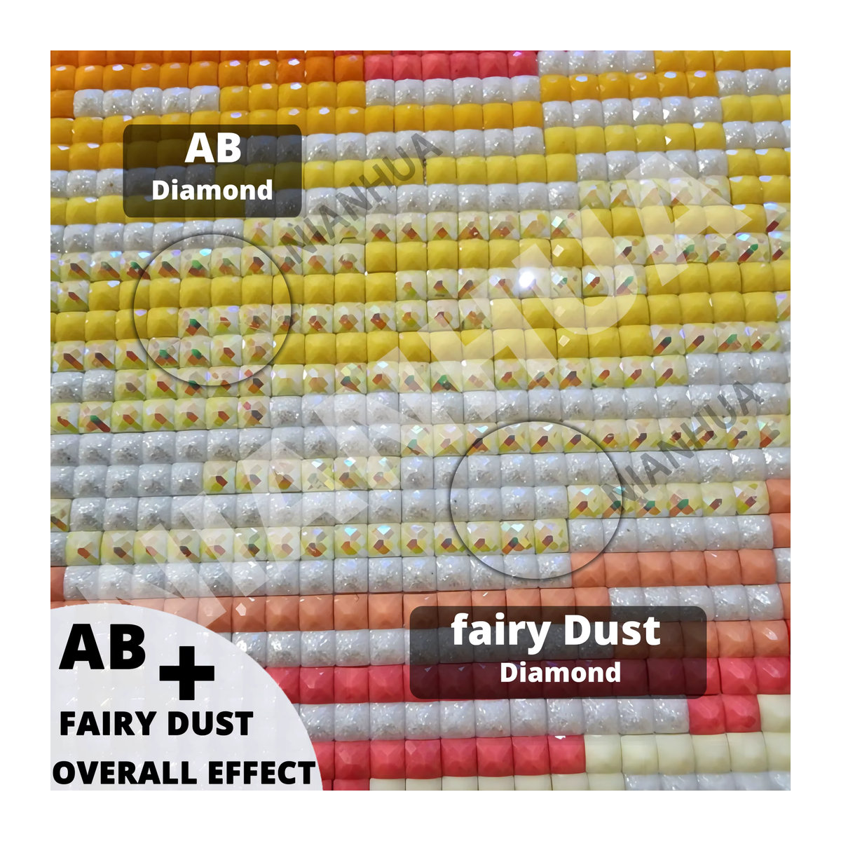 AB Fairy Dust DIY Diamantgemälde 5D Vollmosaik Abstrakt Garten Mandelblüten Sternennacht Mehrfarbig - Bild 3