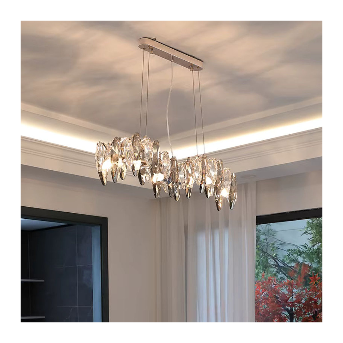 ABCZ Moderner Runder Kristall Kronleuchter mit LED in Chrom und Klarem Design für Wohnzimmer und Esszimmer - Bild 2