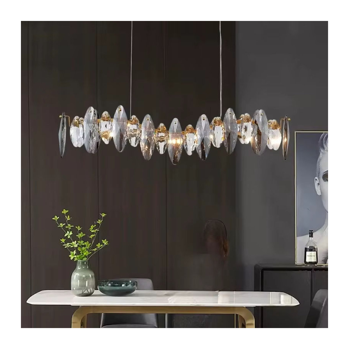 ABCZ Moderner Runder Kristall Kronleuchter mit LED in Chrom und Klarem Design für Wohnzimmer und Esszimmer - Bild 5