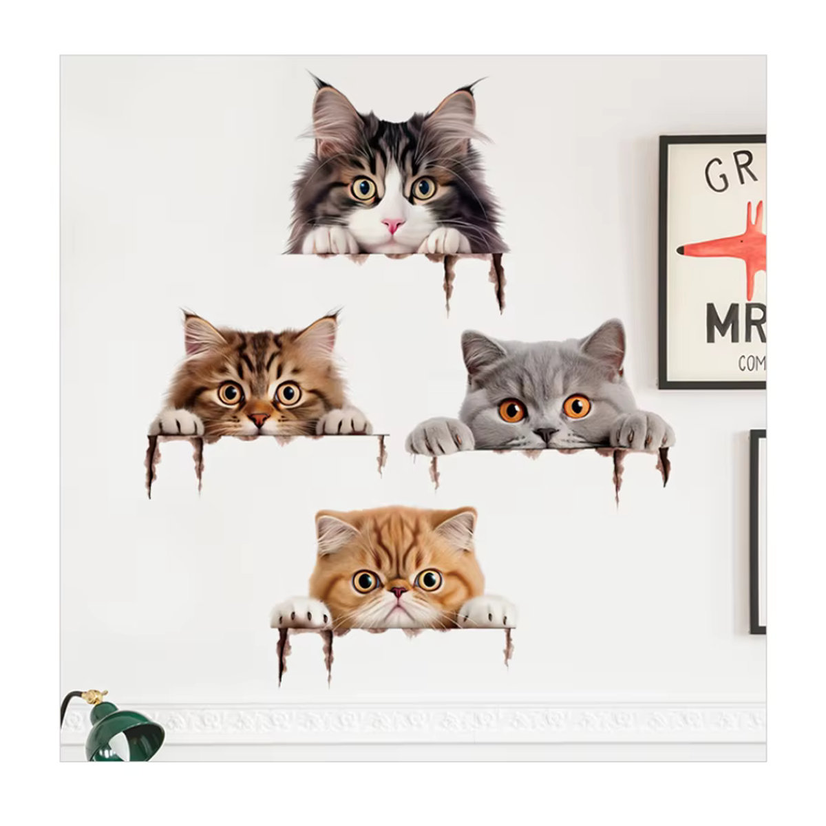 Abnehmbarer Vinyl Wandaufkleber Katze Peeping für Kinderzimmer und Wohnzimmer als DIY Cartoon Tier Dekoration - Bild 2