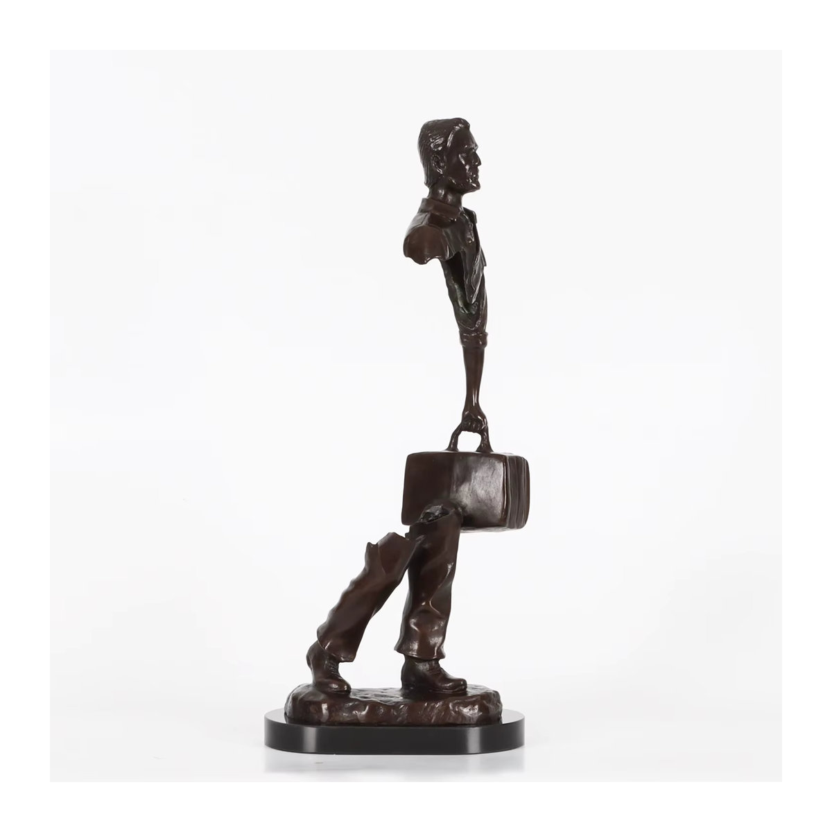 Abstrakte Bronze-Skulptur Reisender Mann von Bruno Catalano als moderne Figur in Braun für deine Home Office Dekoration - Bild 5