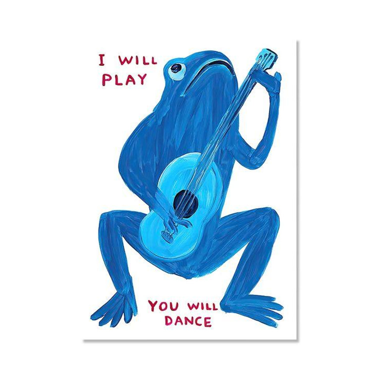 Abstrakte Leinwandmalerei David Shrigley mit Frosch, Papagei, Banane und Zitrone in Gelb, Modernes Wandbild für dein Wohnzimmer, B: 50 cm, H: 70 cm, Rahmenlos - Bild 2