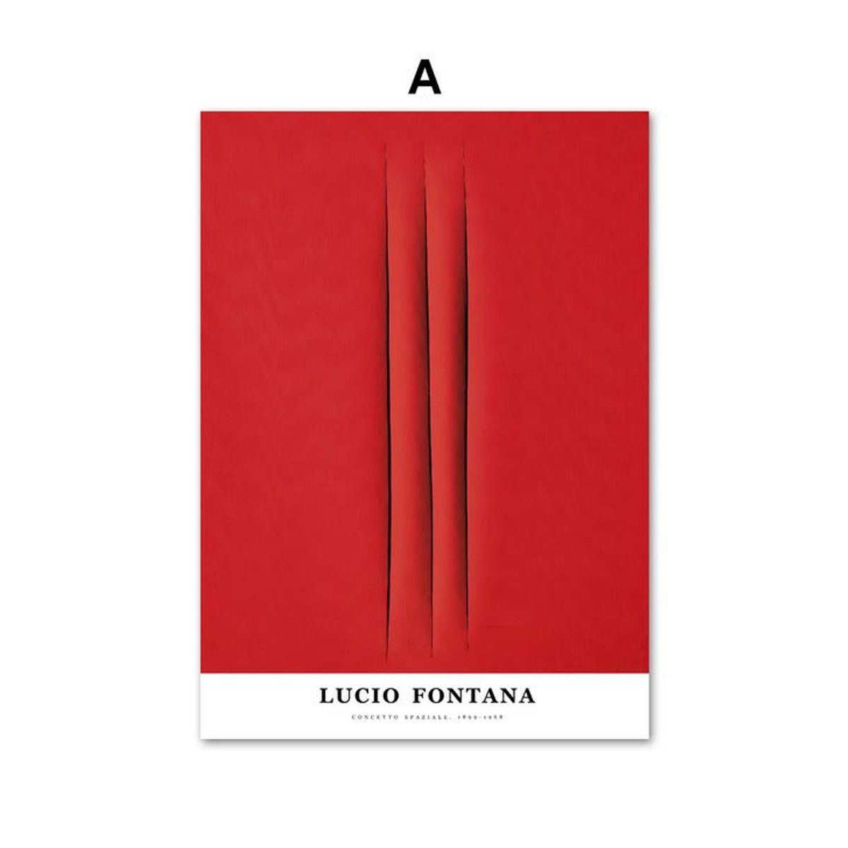 Abstrakte Leinwandmalerei Lucio Fontana Colorblock im Querformat, modernes Wandbild für dein Wohnzimmer, mehrfarbig, B: 120 cm, H: 70 cm, rahmenlos - Bild 2